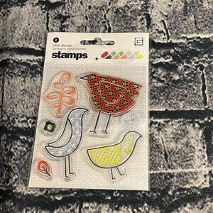 Basic Grey BIRDIE TRIO Birds Leaves Photopolymer Stamps